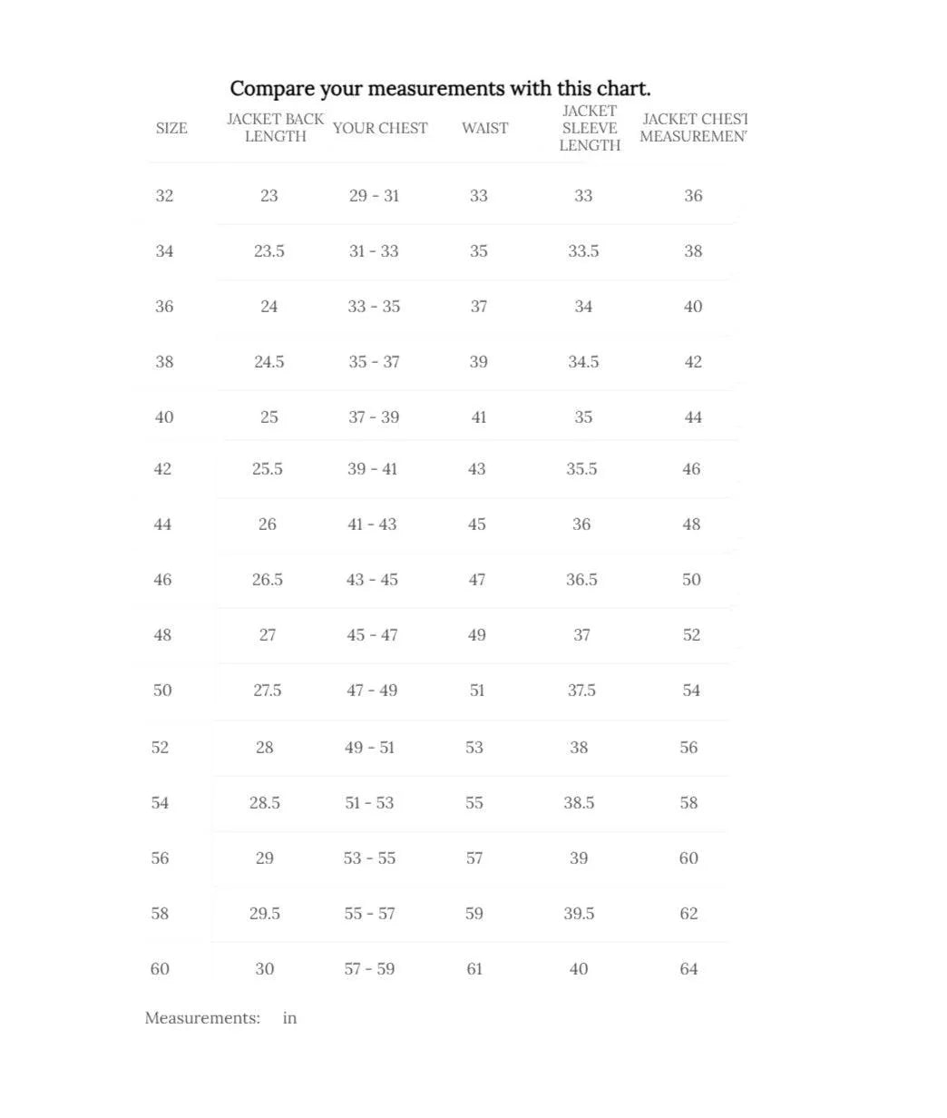 Cockpit USA Men's Reproduction Top Gun G-1 Leather Flight Jacket size chart