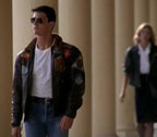 Top Gun movie scene featuring actor in a G-1 flight jacket similar to Cockpit USA's version