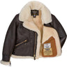 Interior view of Cockpit USA Men's Scout Sheepskin Bomber Jacket showing lining and tag