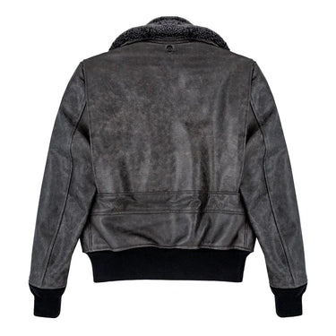 Rear view of the Cockpit USA Men's Shadow G-1 Leather Jacket