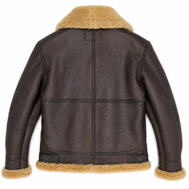 Back view of Cockpit USA Men's Spitfire B-3 Bomber Jacket with paneled leather design