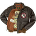 Interior view of Cockpit USA Men's Tokyo Raiders A-2 jacket showing "The Tokyo Raiders" artwork lining