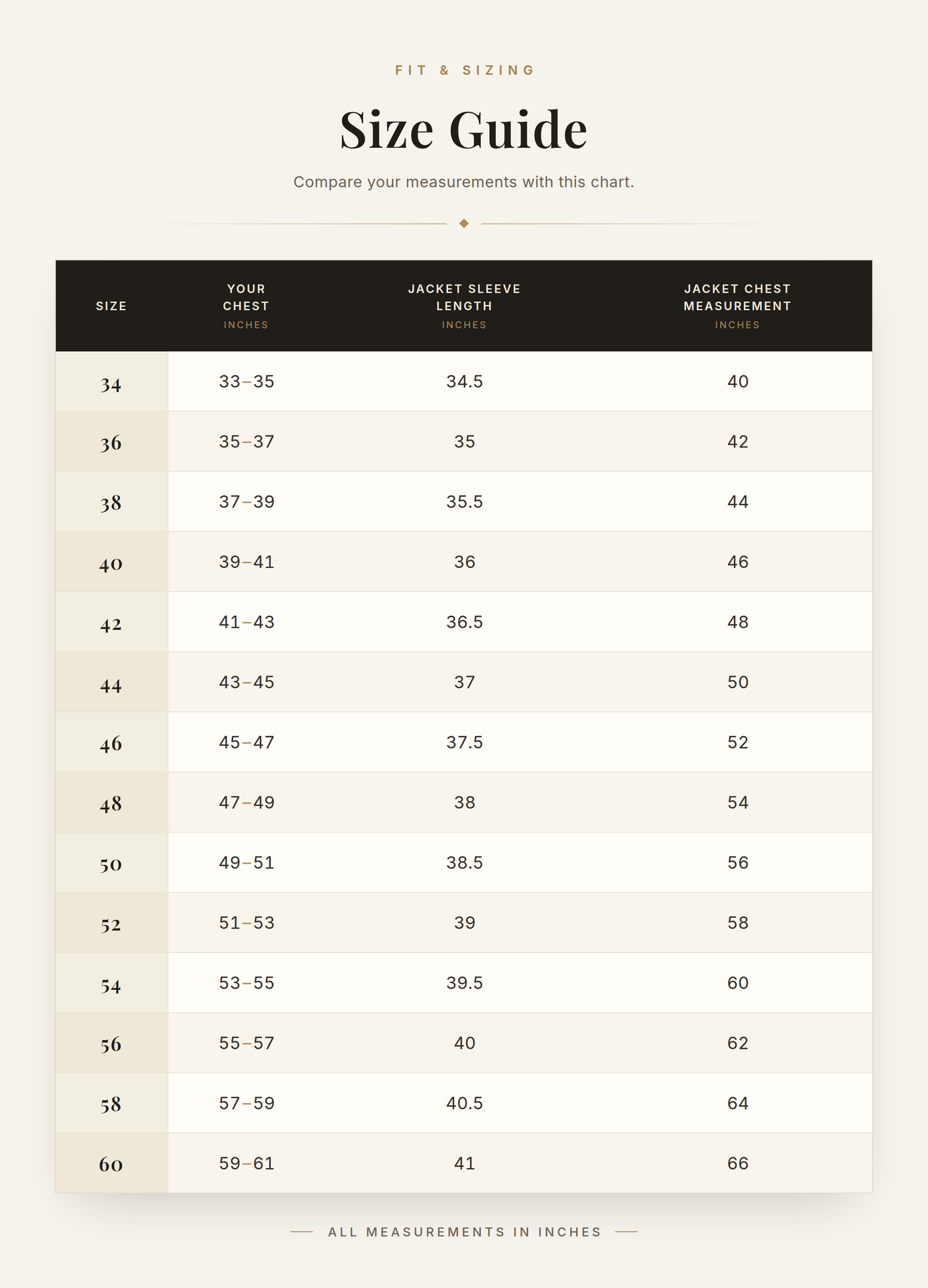 Cockpit USA Men's Tokyo Raiders Horsehide A-2 Flight Jacket | Made In USA size chart