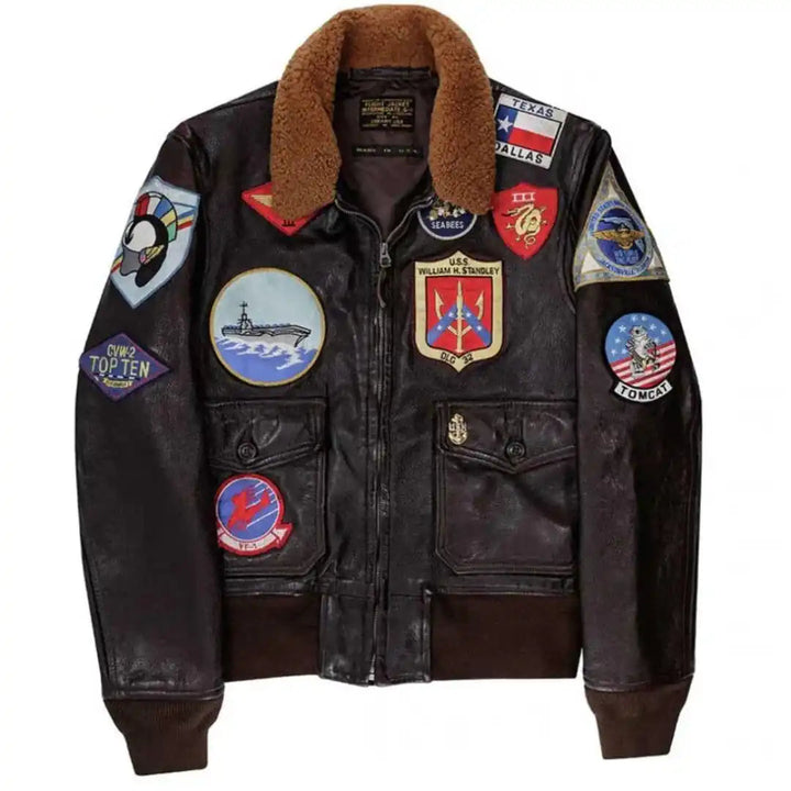 Cockpit USA Men’s Top Gun Maverick G-1 Leather Flight Jacket | Official U.S. Navy Goatskin Bomber – Made in USA