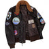 Interior open view of Cockpit USA Top Gun II G-1 Leather Flight Jacket showing satin lining and labels