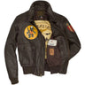 Interior view of Cockpit USA Men's Black Eagle Flight Jacket showing “Black Cats” lining and tags