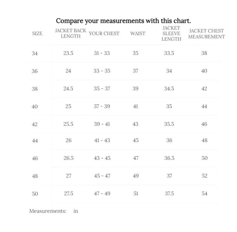 Cockpit USA Men's USN Black Eagle Flight Jacket — size chart