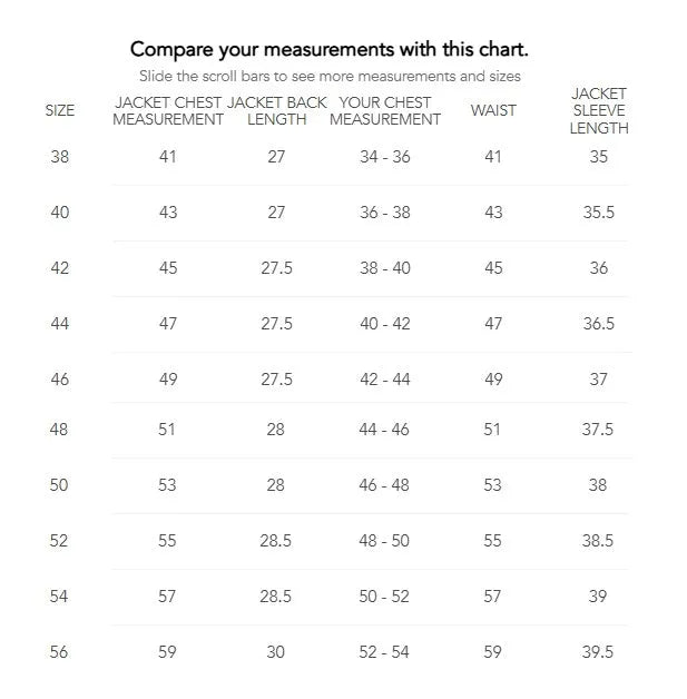 Cockpit USA Men's USN Carrier Jacket | Made In USA — size chart