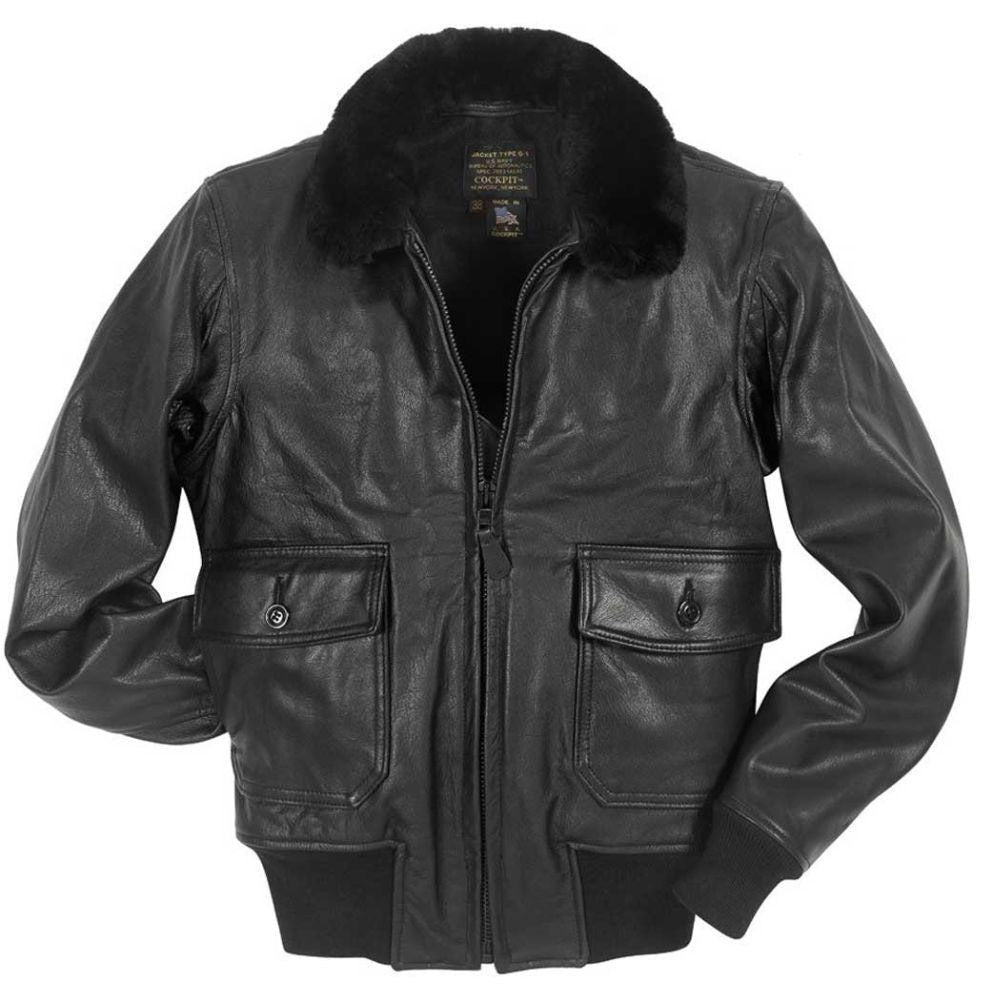 Men's Black Leather Flight Jacket | Mouton Collar Jacket – Legendary USA