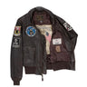 Interior view of Cockpit USA Men's Carrier Pilot Jacket showing embroidered lining with "The Nation Salutes You" and USA flag