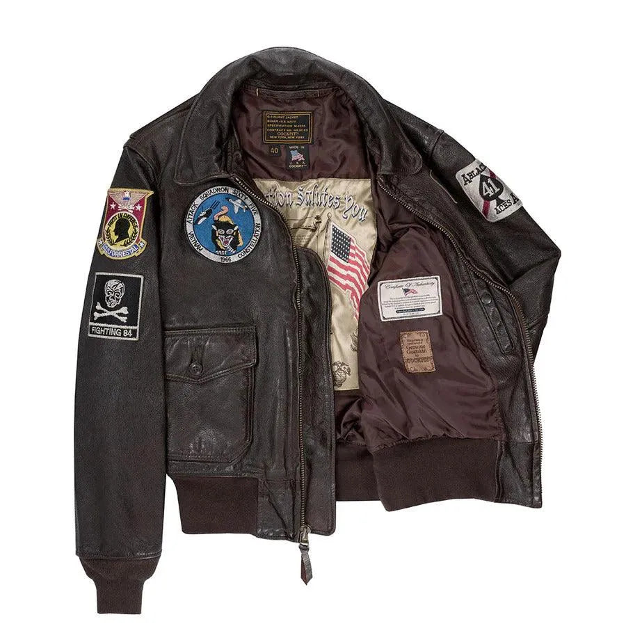 Cockpit USA Men's USS Forrestal Carrier Pilot's Vietnam Flight Jacket