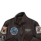 Close-up of collar and zipper area on Cockpit USA Men's Carrier Pilot Flight Jacket 