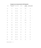 Size chart showing measurements for Cockpit USA The General B-3 Sheepskin Jacket