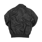 Back view of the Cockpit USA Fighter Weapons Nylon Jacket in black with gathered waistband.