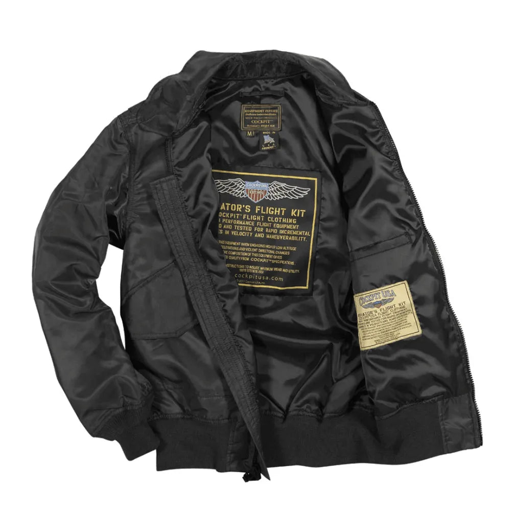 Cockpit USA Men's USN Fighter Weapons Nylon Flight Jacket - Black