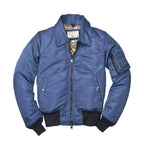 Front view of the B-15 Jacket with collar down, without the fur trim., made in USA