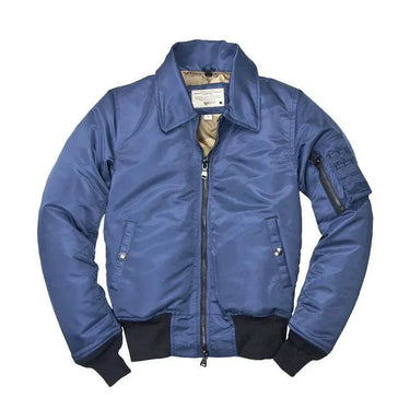 Front view of the B-15 Jacket with collar down, without the fur trim.