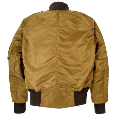 Back view of the Cockpit USA Jenny MA-1 Flight Jacket with ribbed hem and cuffs.
