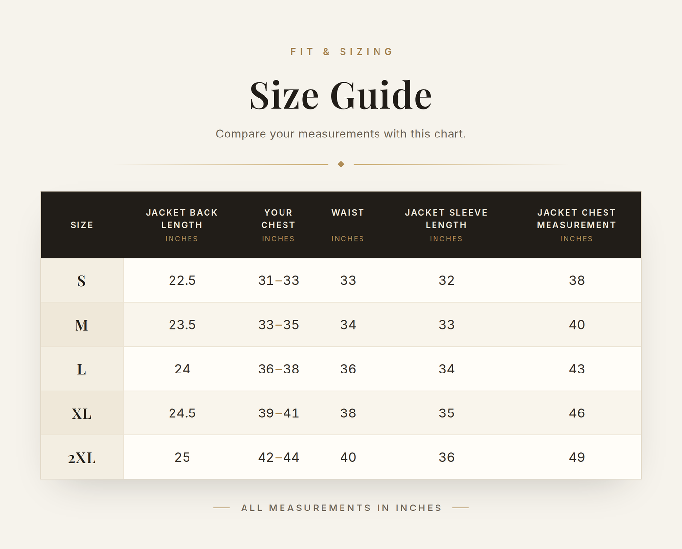 Cockpit USA Women's Amelia Leather Flight Jacket size chart