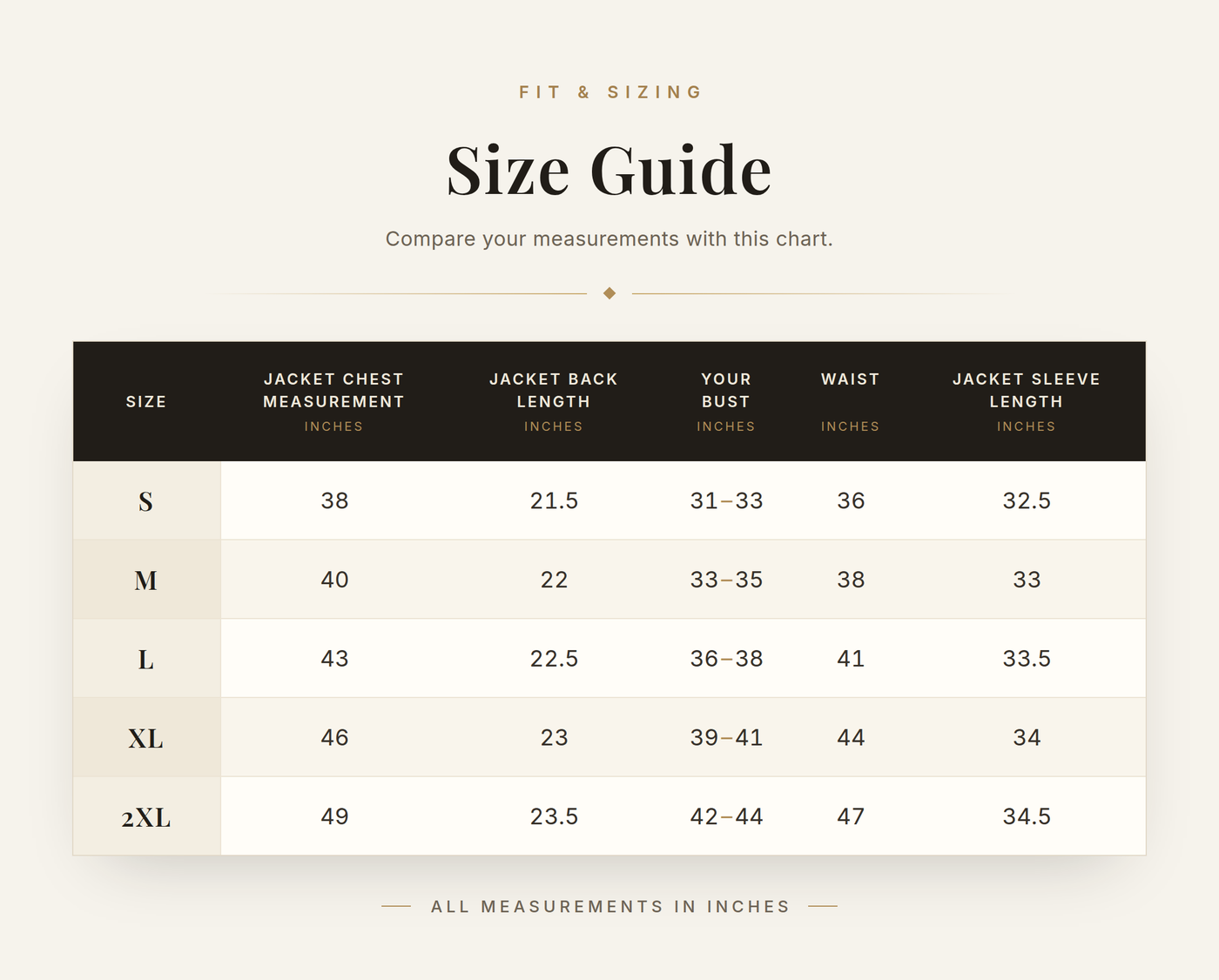Cockpit USA Women's B-15 Bomber Jacket size chart