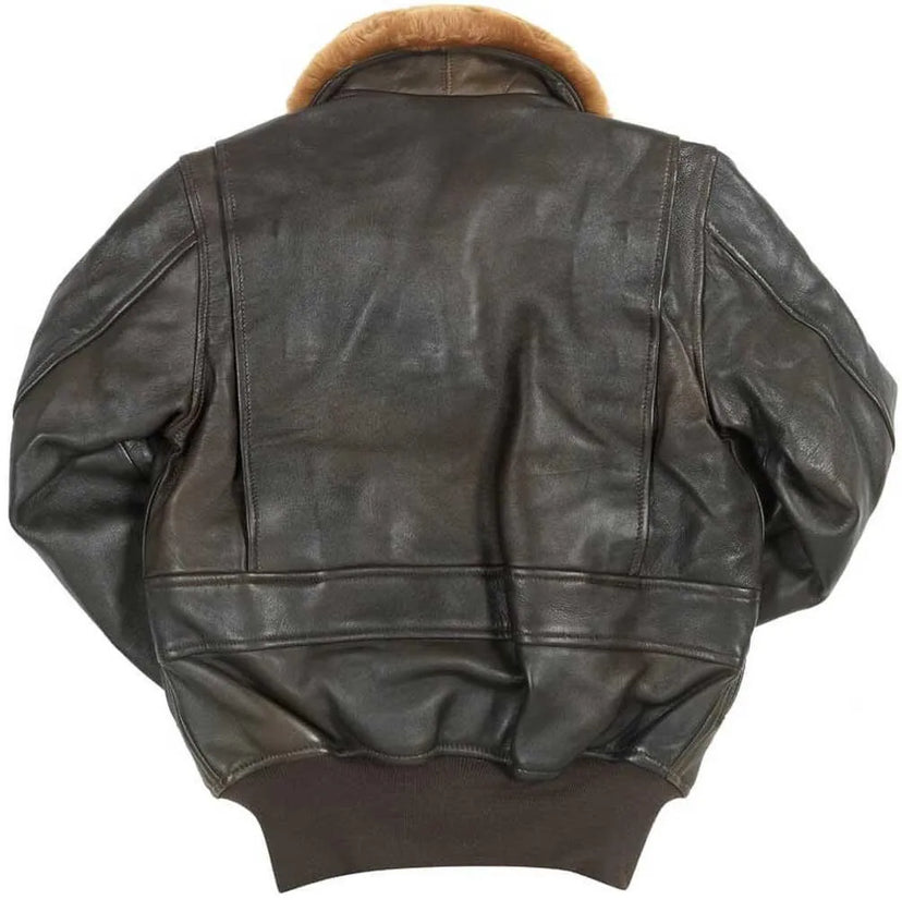 Back view of Cockpit USA Women's G-1 Lambskin Leather Flight Jacket, made in USA