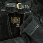 Interior label and collar detail of the Cockpit USA Women’s B-3 Hooded Bomber Jacket