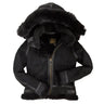 Cockpit USA Women's Hooded B-3 Sheepskin Bomber Jacket (Black,Tan or Brown)