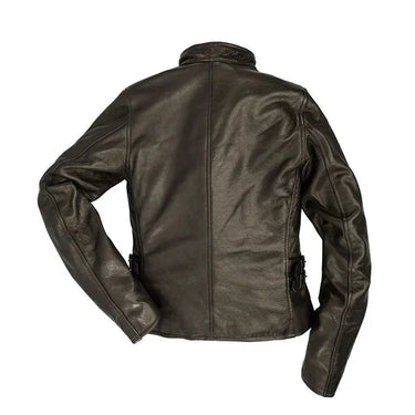 Rear view of the Cockpit USA Women's Cafe Racer Motocross Jacket highlighting its tailored back panel