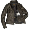 Inside view of the Cockpit USA womens Cafe Racer Jacket showing quilted lining and authenticity label