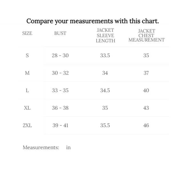 Cockpit USA Women's Navy Peacoat — size chart