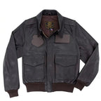 Front view of the Cockpit USA Women's U.S.A.F. 21st Century A-2 Jacket in dark brown leather with velcro patches.