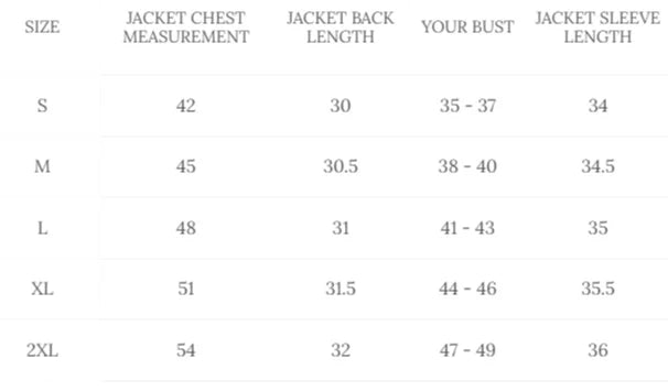 Cockpit USA Women's U.S.A.F. 21st Century A-2 Jacket with Velcro size chart
