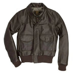 Cockpit USA Women's WASP A-2 Flight Jacket in brown lambskin shown from the front made in USA