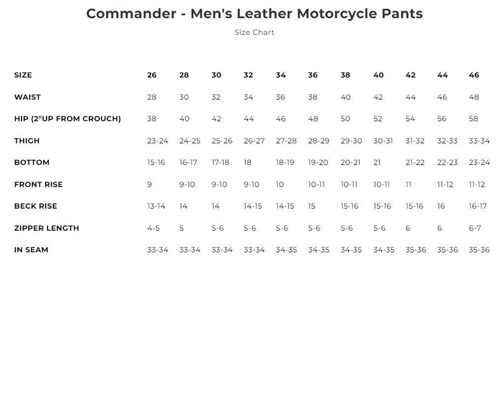 Commander Men's Motorcycle Leather Pants - Legendary USA