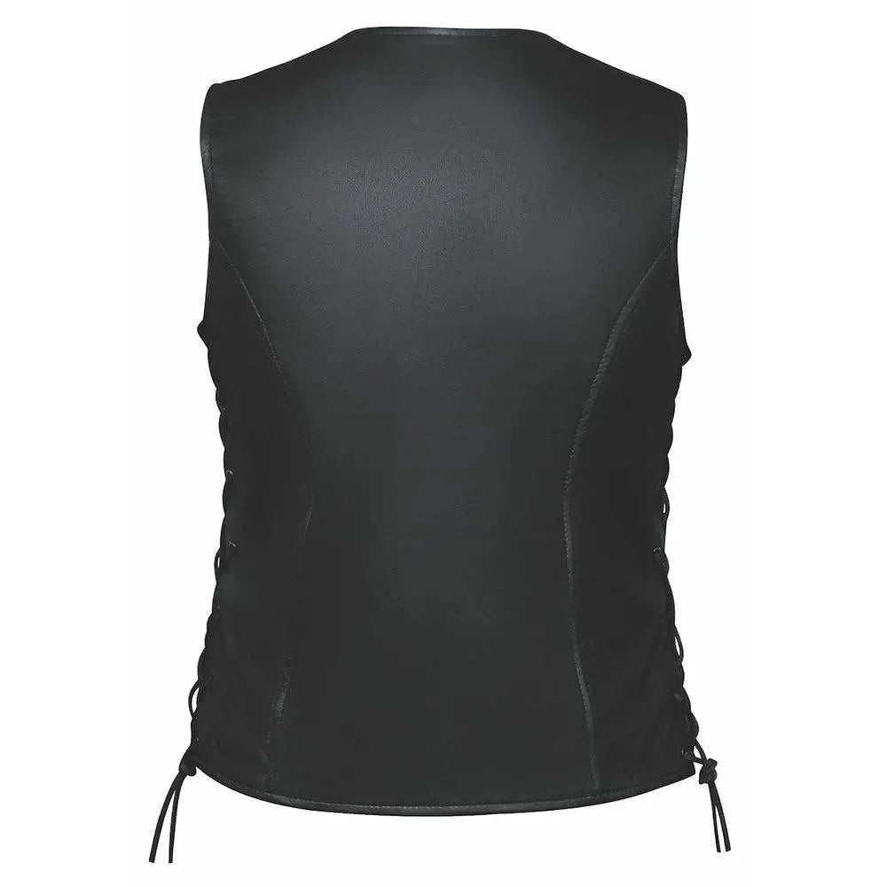 Mae - Womens Zippered Leather Motorcycle Vest