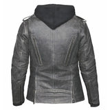 Detail view of Stella - Ladies 3-in-1 Leather Jacket by Derringer Leather, highlighting construction detail