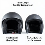 Daytona Cruiser Open Face Motorcycle Helmet - Visor & Graphics - w/ Daytona Classic | DOT Approved