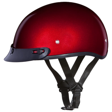 Daytona Skull Cap Half Shell Motorcycle Helmet - Beanie Style - Black Cherry | DOT Approved