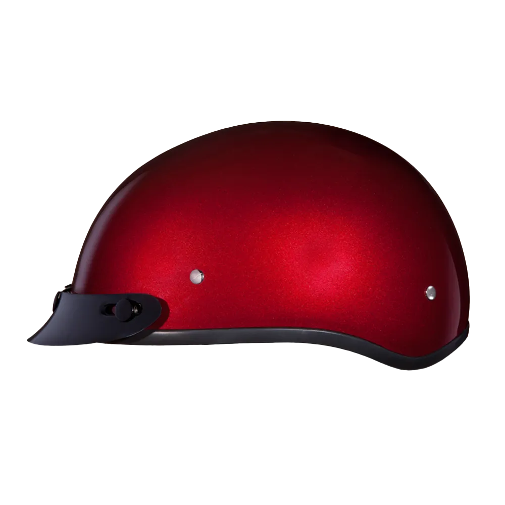 Daytona Skull Cap Half Shell Motorcycle Helmet - Beanie Style - Black Cherry | DOT Approved