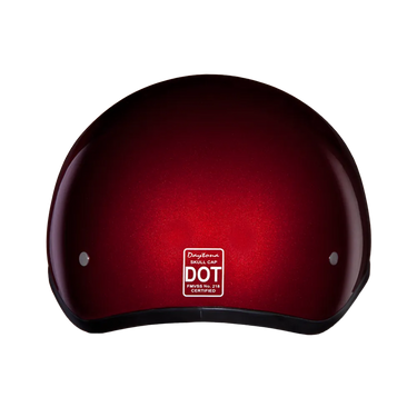 Daytona Skull Cap Half Shell Motorcycle Helmet - Beanie Style - Black Cherry | DOT Approved