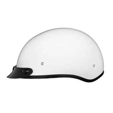 Daytona Skull Cap Half Shell Motorcycle Helmet - Beanie Style - Hi-Gloss White | DOT Approved