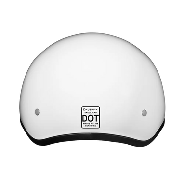 Daytona Skull Cap Half Shell Motorcycle Helmet - Beanie Style - Hi-Gloss White | DOT Approved
