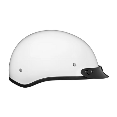 Daytona Skull Cap Half Shell Motorcycle Helmet - Beanie Style - Hi-Gloss White | DOT Approved