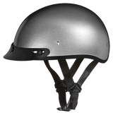 Daytona Skull Cap Half Shell Motorcycle Helmet - Beanie Style - Silver Metallic | DOT Approved
