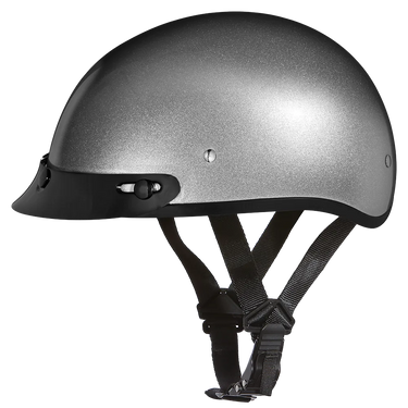 Daytona Skull Cap Half Shell Motorcycle Helmet - Beanie Style - Silver Metallic | DOT Approved