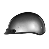 Daytona Skull Cap Half Shell Motorcycle Helmet - Beanie Style - Silver Metallic | DOT Approved