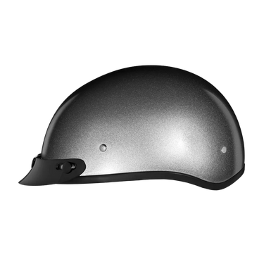 Daytona Skull Cap Half Shell Motorcycle Helmet - Beanie Style - Silver Metallic | DOT Approved