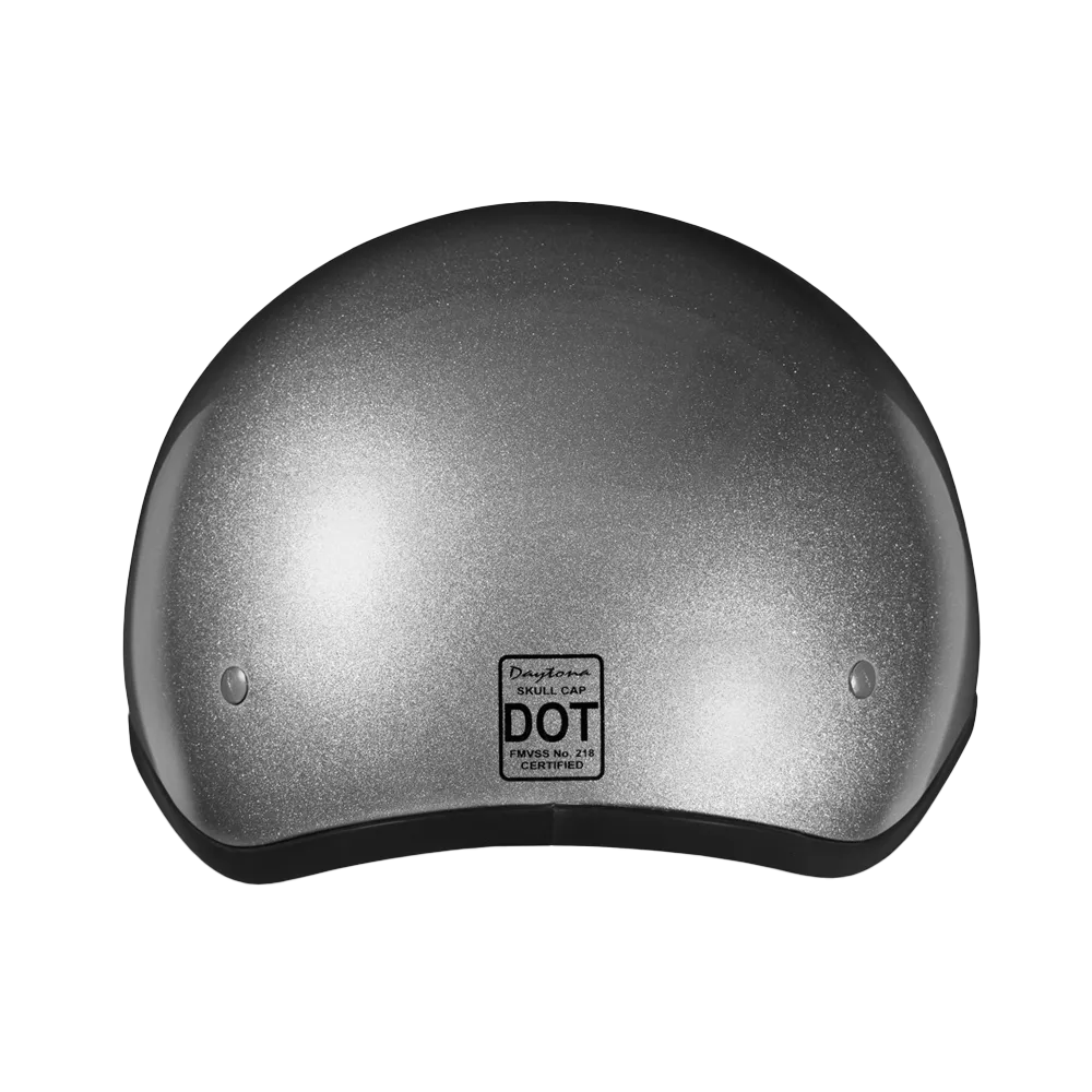 Daytona Skull Cap Half Shell Motorcycle Helmet - Beanie Style - Silver Metallic | DOT Approved