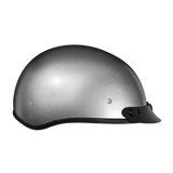Daytona Skull Cap Half Shell Motorcycle Helmet - Beanie Style - Silver Metallic | DOT Approved