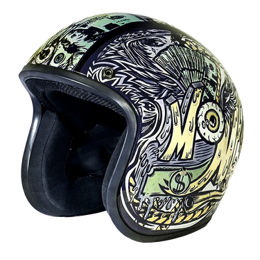Daytona Cruiser Open Face Motorcycle Helmet Visor & Graphics Money, a cruiser - graphics — view 4 of 12